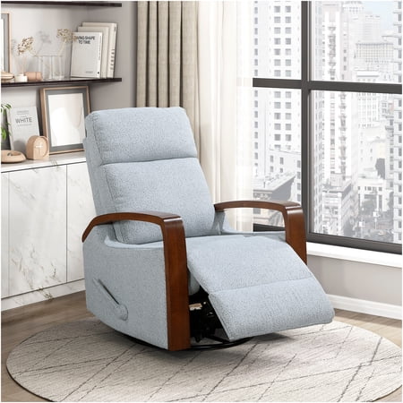 JERFIT Modern Swivel Glider Recliner Chair with Ottoman, Gray Boucle Fabric, 360° Swivel, Glide & Recline for Living Room, Nursery