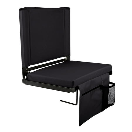 Home-Complete Bleacher Seat - Stadium Seat Cushion with Back Support, Black