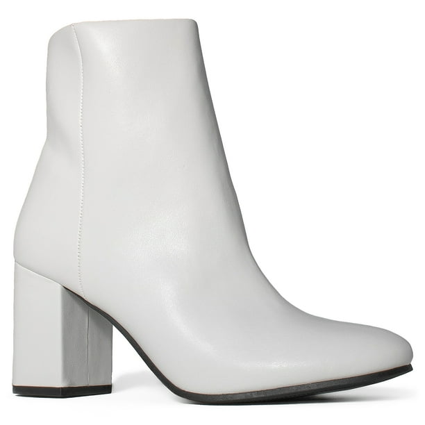 round toe chunky heel booties