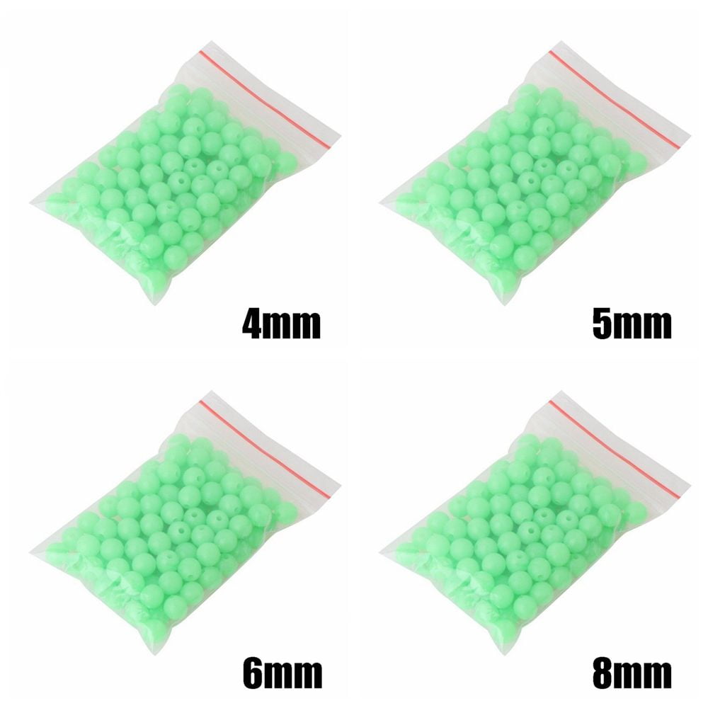 100pc/bag Hot Plastic 4/5/6/8mm Sea Stoppers Glowing Balls Luminous Light  Fishing Floats Beads RED 5MM 