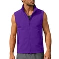 thumbnail image 3 of Men's Solid Color Sleeveless Vest Jacket Nylon Spandex Stand Up Collar Full Zip Cardigan With Multiple Pockets Lightweight Outerwear Casual Daily Travel | Zenithor,Purple XL, 3 of 9