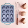 thumbnail image 5 of Silicone Pan with Stainless 12 Cupcake Baking Tray Easy Release Cake Non Stick Cupcake for Cheese Puffs, 5 of 5