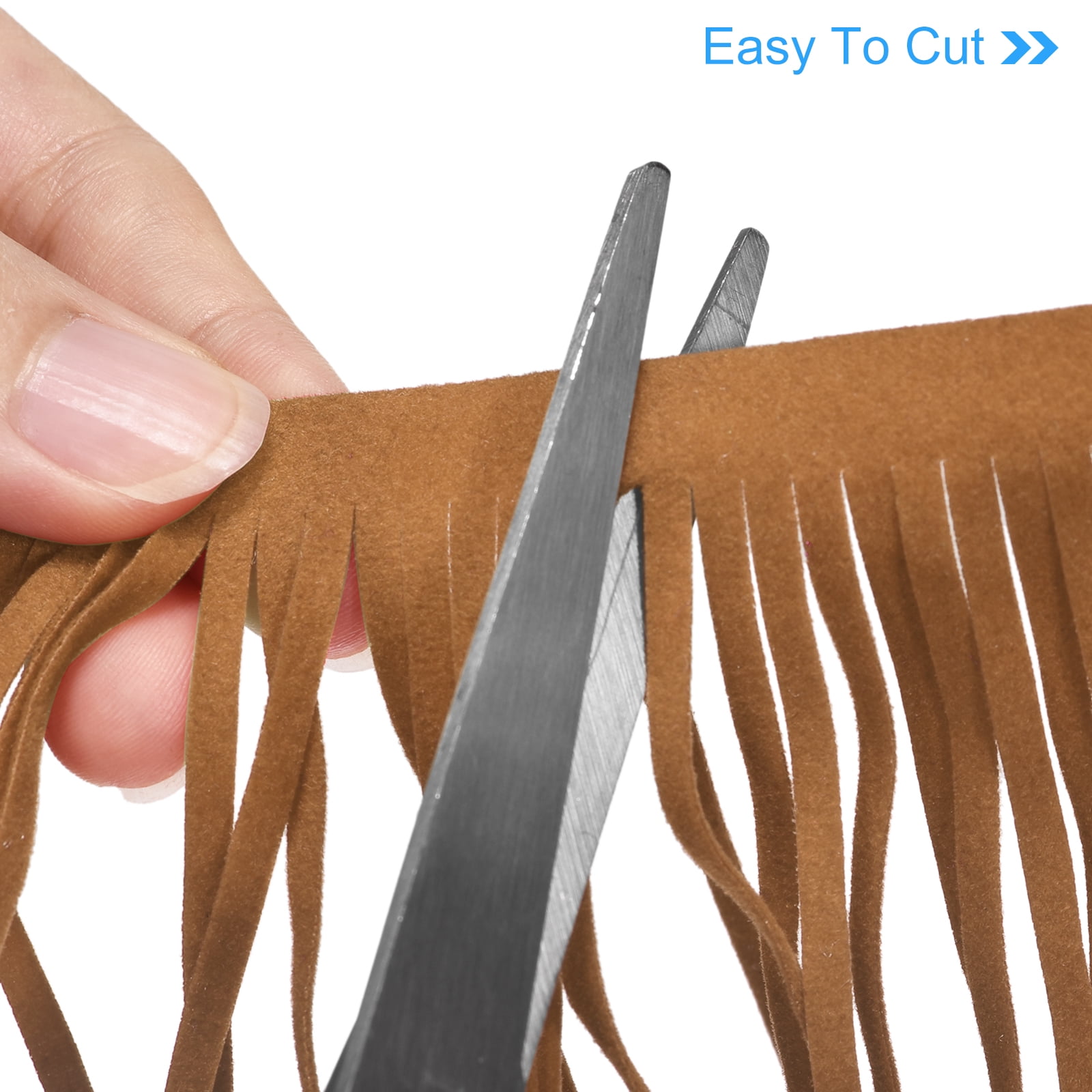Unique Bargains PU Leather Fringe Trim Double Side for Dress Crafts Decor Brown