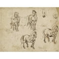 thumbnail image 2 of Jacques Callot 18x15 Gold Ornate Wood Frame and Double Matted Museum Art Print Titled - Studies of Horses (Recto) (C. 1612), 2 of 4