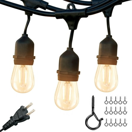 Brightech Ambience Pro 48 ft. Outdoor Plug-In LED 2-Watt String Lights in Warm White with 15 Hooks