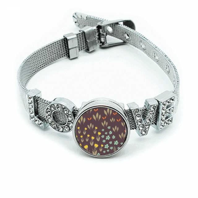 Brown Leaf flor planta pintura Pulsera pulsera pulsera de cristal amor pulsera ajustable