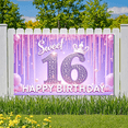 thumbnail image 5 of Glitter Theme Sweet 16 Birthday Banner Decorative Design Gemstone Accents Party Decoration for Birthday Party Celebration Photo Shoot, 5 of 5