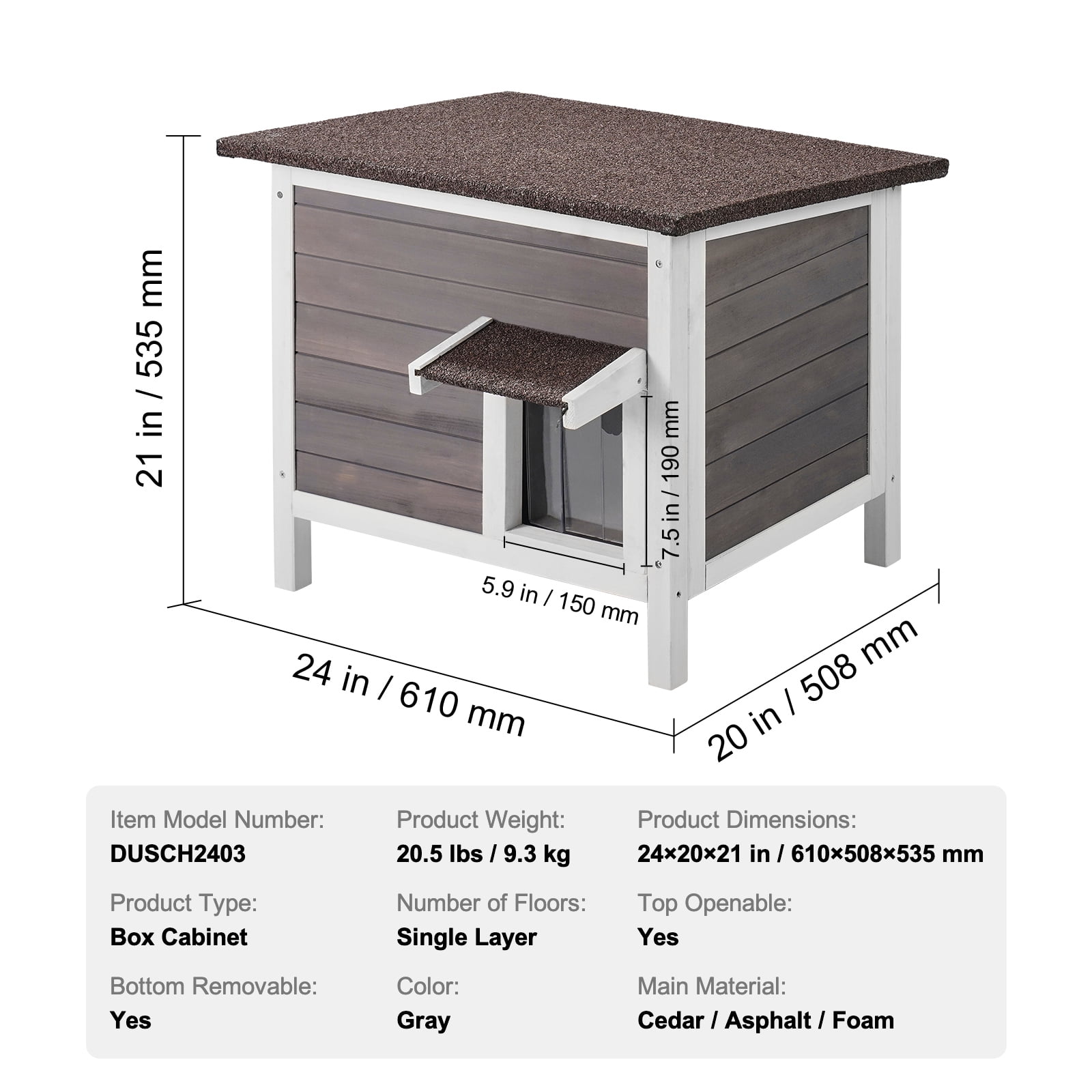 KFFKFF Weather-Resistant Outdoor Cat Home, Multi-Cat Sanctuary, Wooden Construction with Comprehensive Foam Insulation, Hinged Roof, PVC Entryways, Dimensions: 24"L x 20"W x 21"H