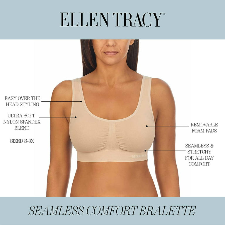 Ellen Tracy Women's Seamless Built Up Bra With Logo 2-Pack