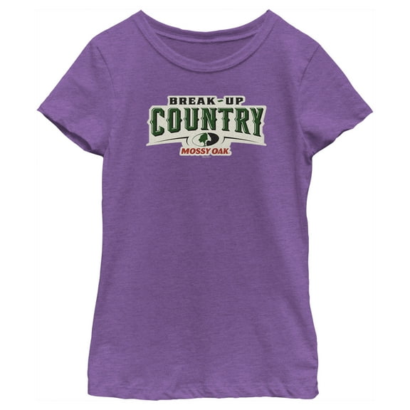 Girl's Mossy Oak Break-Up Country Logo  Graphic Tee Purple Berry Large