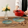 thumbnail image 7 of SKYSONIC Shiny Golden Fluid Pot Holders Trivets, 2 Pcs Heat Resistant Trivets,Marble Blue Pretty Cotton Thread Weave Mats for Hot Pads Pans Pot Bowl Teapot for Kitchen Decor, 7 of 7