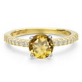 thumbnail image 3 of Gem Stone King 14K Two Tone Gold Champagne Quartz and Lab Grown Diamond Engagement Ring for Women | 1.41 Cttw | Round 7MM | Gemstone Birthstone | Size 9, 3 of 6