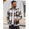 thumbnail image 3 of COOFANDY Mens Flannel Shirts Long Sleeve Lightweight Plaid Shirt Casual Button Down Shirts Jacket, 3 of 10