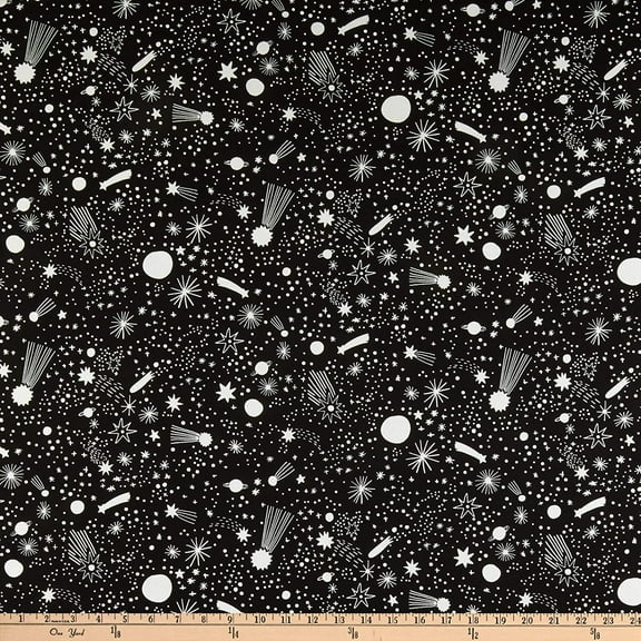 Robert Kaufman Kaufman Magical Rainbow Unicorns Shooting Stars Black Fabric