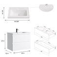 thumbnail image 4 of JPND 30" Bathroom Vanity with Single Hole Sink Top, Wall Mounted Storage Cabinet Set with Two Soft Close Drawers and Doors, White 30"W x 19"D x 24"H, 4 of 8