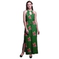 thumbnail image 1 of Bimba Floral Ladies Crew Neck Waist String Print Maxi Dress with Side Slits Summer Wear-Medium, 1 of 6