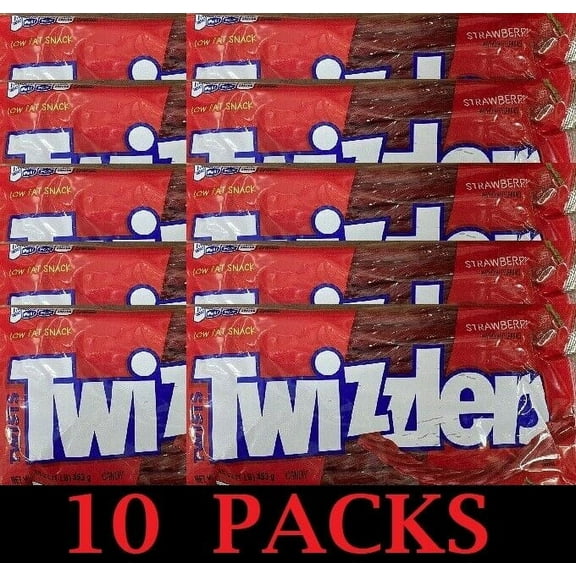 10x TWIZZLERS Licorice Twists Strawberry Chewy Low Fat Candy 16 oz - 10 BAGS