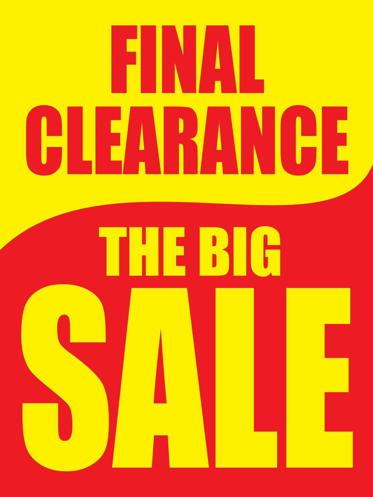 Final Clearance The Big Sale Yellow & Red Retail Display Sign, 18"w x