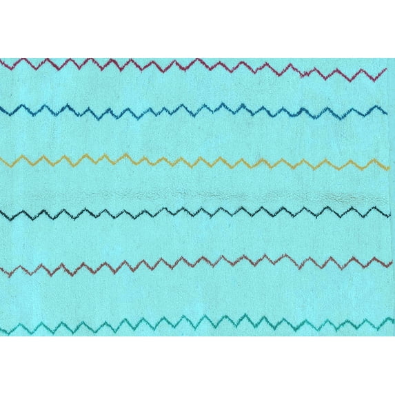 Ahgly Company Indoor Rectangle Solid Light Blue Modern Area Rugs, 8' x 10'