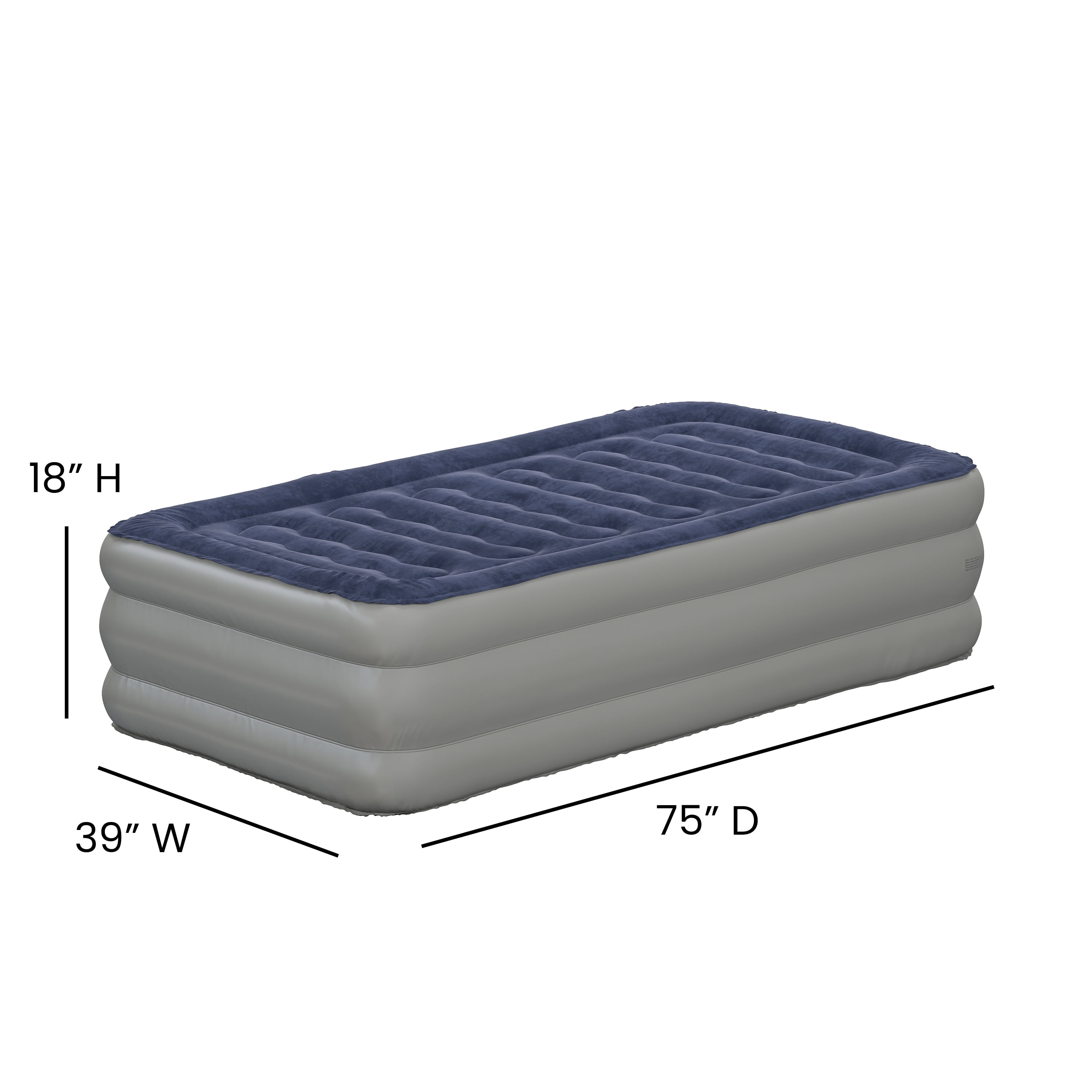 TUOMICO 18 inch Queen Air Mattress, Inflatable Airbed with Built-in Pump  for Guest Home Camping Travel, 600lb Max, (Twin Size 18)