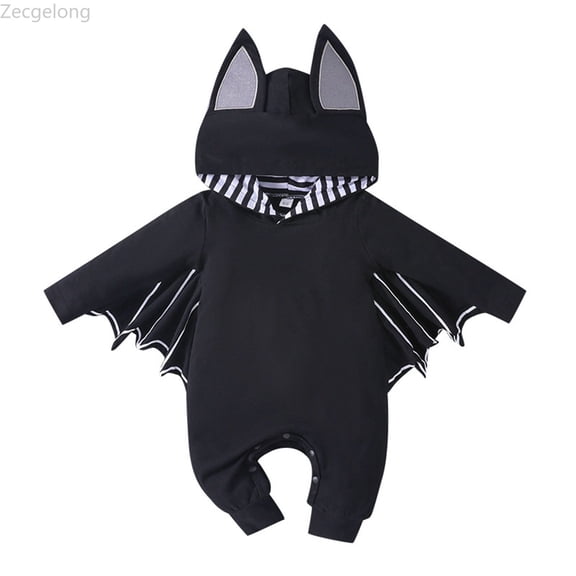 Zecgelong Baby Bat Hoodie Romper Jumpsuit Party Playwear Black Size 0-12M