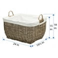 thumbnail image 2 of Kouboo Rattan Rectangular Laundry Basket with Liner, Handmade, Removable Liner, Laundry Basket, Bathroom, Bedroom, Kids Room, Gray, 2 of 4