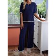 thumbnail image 6 of Short-Sleeved Knitted Trousers Suit Navy Blue M, 6 of 7