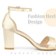 thumbnail image 5 of Unique Bargains Women's Ankle Strap Open Toe Chunky Heeled Sandals Champagne 6.5, 5 of 6