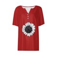 thumbnail image 4 of Fiudx Ofertas y Liquidaciones Blusa de Manga Corta con Estampado de Moda para Mujer, Camiseta con Cuello En V, Tops Informales con Botones, 4 of 5