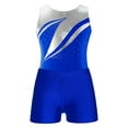 thumbnail image 5 of DPOIS Kids Girls Sparkly Metallic Ballet Gymnastics Leotard Unitard Biketard with Shorts Royal Blue 14, 5 of 7