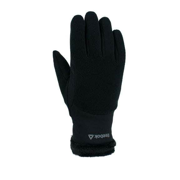Reebok Fleece Faux Fur Gloves, Size S/M, Black