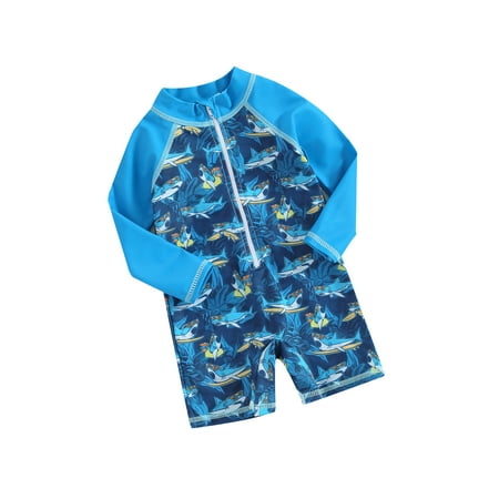 

ESASSALY Baby Boys Rash Guard Swimsuit Rompers Shark Print Toddler Swimwear
