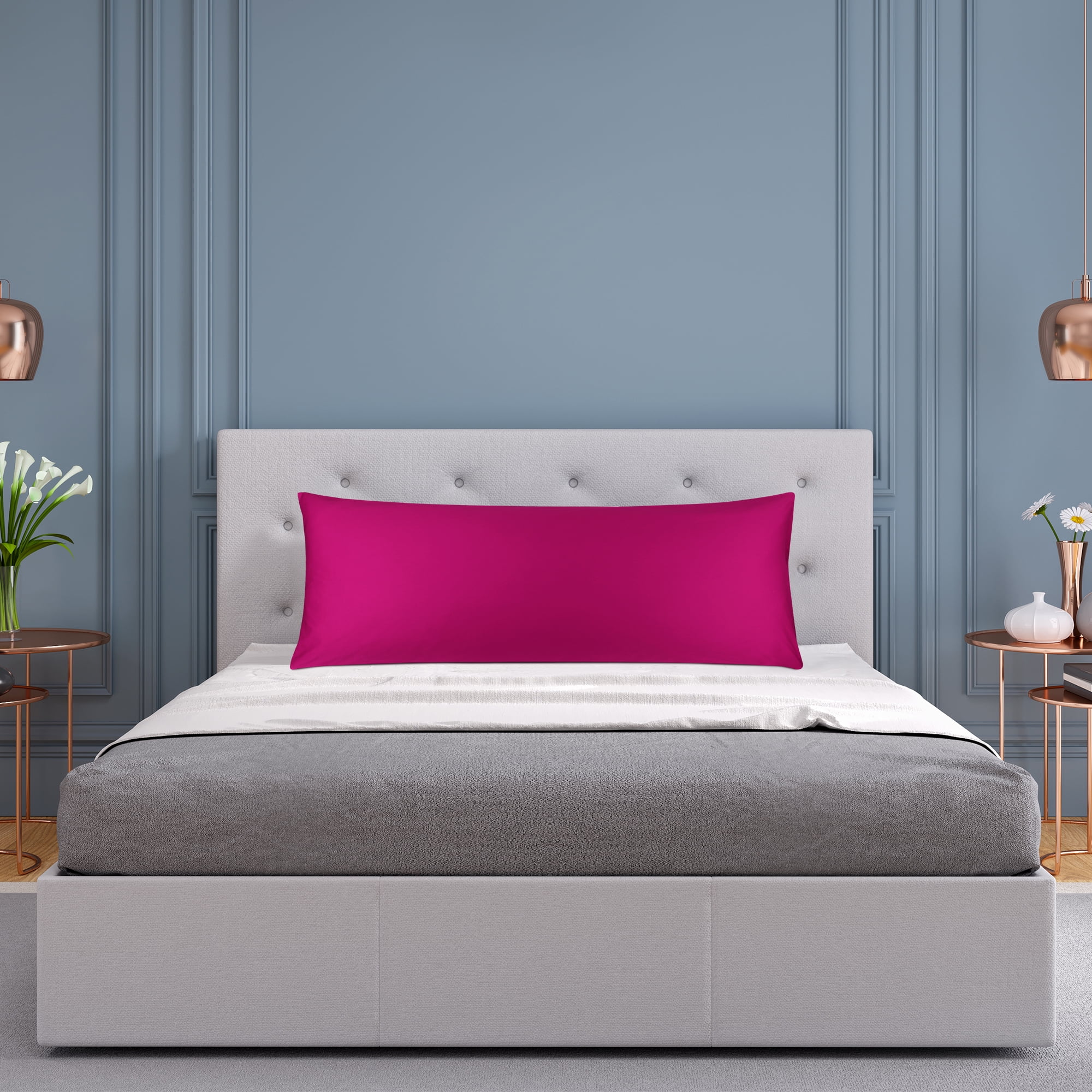 3 Pack Breathable Egyptian Cotton Body Pillow Covers, 20" x 54", Fuchsia Pink