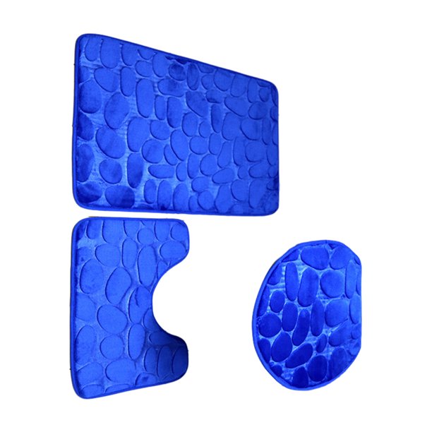 Naiovety Alfombra de baño y cómoda para una experiencia de baño acogedora, buen juego de alfombrillas de baño absorbentes de agua Juegos de accesorios de baño azul