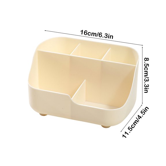 Yulucky Plastic Storage Box,Small Plastic Desk Organizer with Multiple Compartments for Pens Brushes Art Supplies 6.3 x 4.53 x 3.54 Inches White Pink Purple