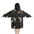 thumbnail image 2 of Black Halloween Dancing Skeletons Blanket Hoodies for Kids 6-13YR Oversize Wearable Blanket Hoodies for Boys Girls Teens, 2 of 7