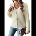 thumbnail image 3 of Cárdigan de Mujer para Otoño e Invierno, con Botones, Larga, Cuello en V, Tejido Grueso y Suave. Albaricoque L, 3 of 10