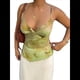 thumbnail image 3 of Blusas Florales Y2K para Mujer, Cuello en V, Dobladillo Irregular, Sin Mangas, Tirantes Finos Verde L, 3 of 9