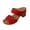 Red, variant on Two Strap Block Heel Slide Sandals for Women, PU Upper Comfortable Casual Heeled Mules