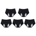 thumbnail image 1 of Minnieouse Bragas protectoras de cintura alta a prueba de fugas, entrepierna de algodón de doble capa para máxima protección, 5 pack/lote Ropa interior Negro L+5 piezas, 1 of 6