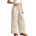 thumbnail image 5 of Mifsaly Girls Cargo Pants Teens Youth High Waisted Drawstring Ruched Wide Leg Pants with Pockets Lightweight Casual Summer Casual School Uniforms, 5 of 6