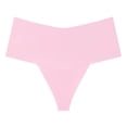 thumbnail image 3 of lnmuld Solid Laser Cut Seamless Mid Rise Women Bikini Briefs Ice Silk Smooth No Show Invisible Breathable Daily Panties Color:Pink,Size:S, 3 of 4