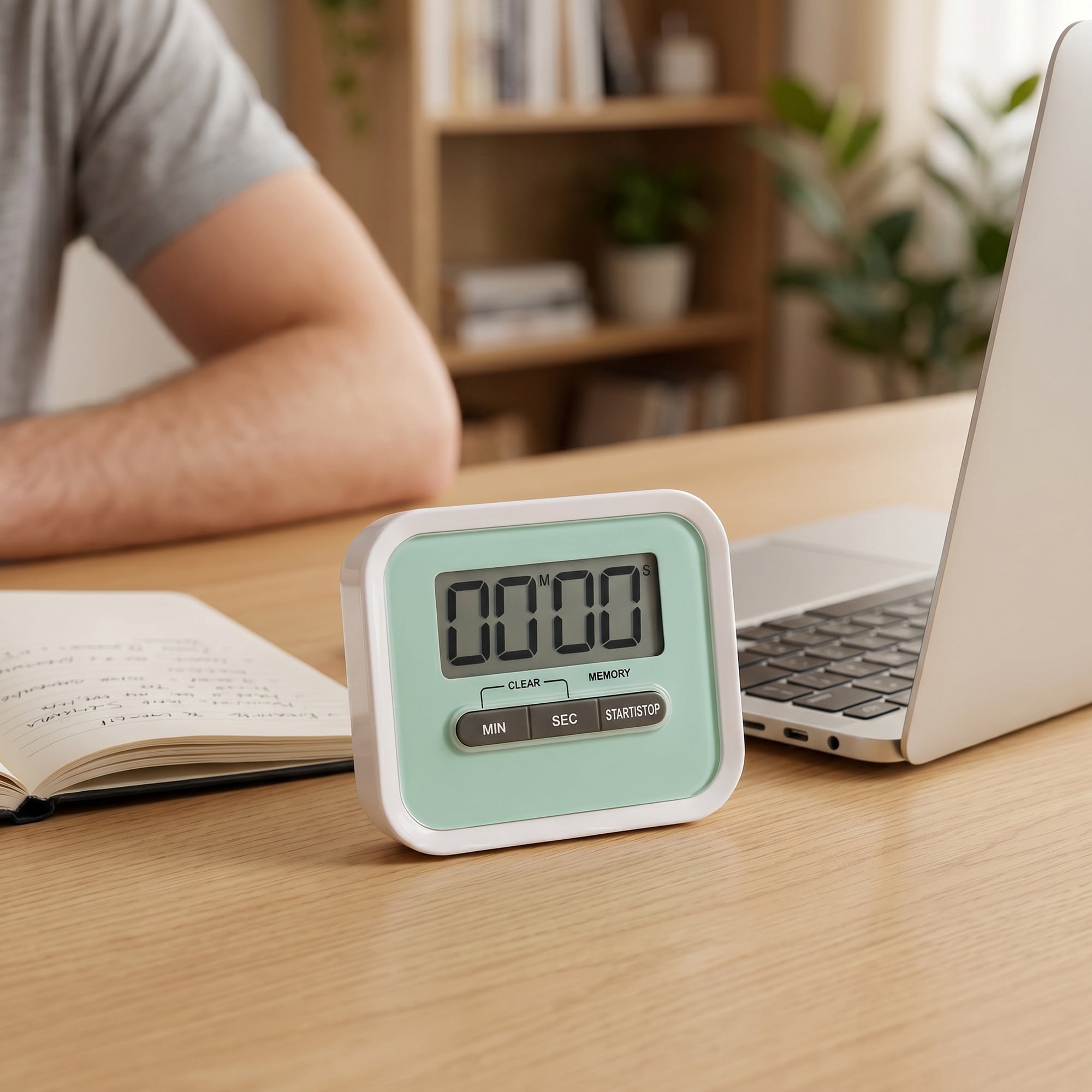 Unique Bargains Digital Loud Alarm Magnetic Backing Home Timer Green