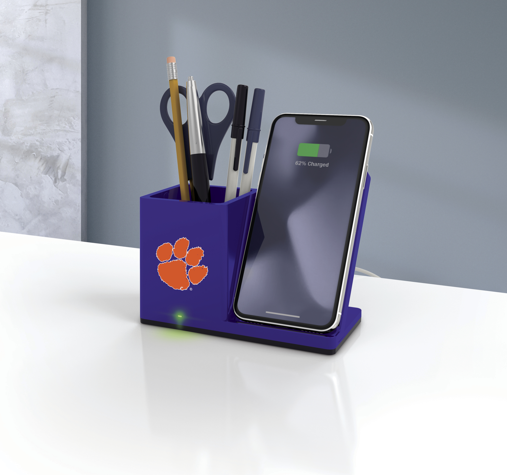 NCAA, CLEMSON TIGERS, WIRELESS CHARGER WITH PEN CUP, BOX