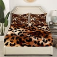 thumbnail image 3 of Erosebridal Leopard Print Queen Size Bed Sheets Set,Brown Leopard Sheet Set for Youth,Cheetah Sheets,Valentine's Day Flat Fitted Sheet with 2 Pillowcases Deep Pockets, 3 of 5