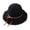 Black, variant on Women's Wide Brim Sun Hat Floppy Summer Beanie with Bow UV Protection Beach Scalloped Edge Vacation Cap