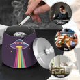 thumbnail image 4 of Yayeee Ashtray with Lid for Cigarette Smokeless Stainless Steel Home Ash Holder, Colorful UFO, 4 of 7