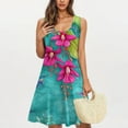 thumbnail image 1 of Ovzne Robes Grande Taille pour Femmes aux Courbes Robe Femme Tendance Décontractée Imprimée avec Poches Sans Manches Col de Jardin Robe d'Été Imprimée Liquidation, 1 of 5