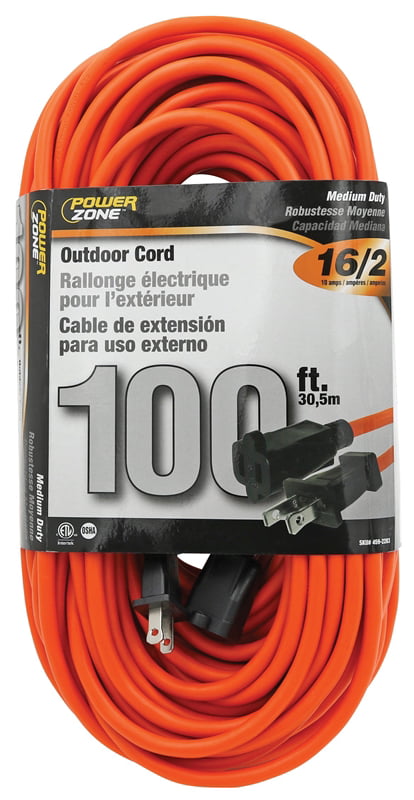 10ft 16/3 Triple Tap Extension Cord UL Orange Color 