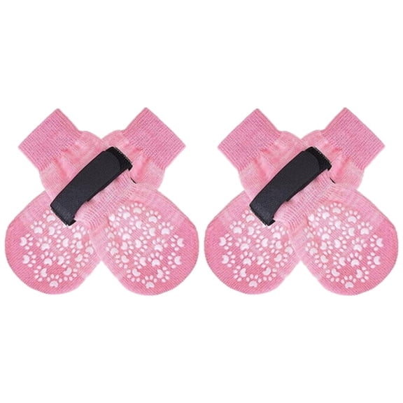 GASTROPOD Pink M Non Slip Dog Socks with Adjustable Straps Waterproof Reusable Paw Protectors for Indoor Outdoor Use Breathable 4 Pack 4 Inch Multiple Sizes